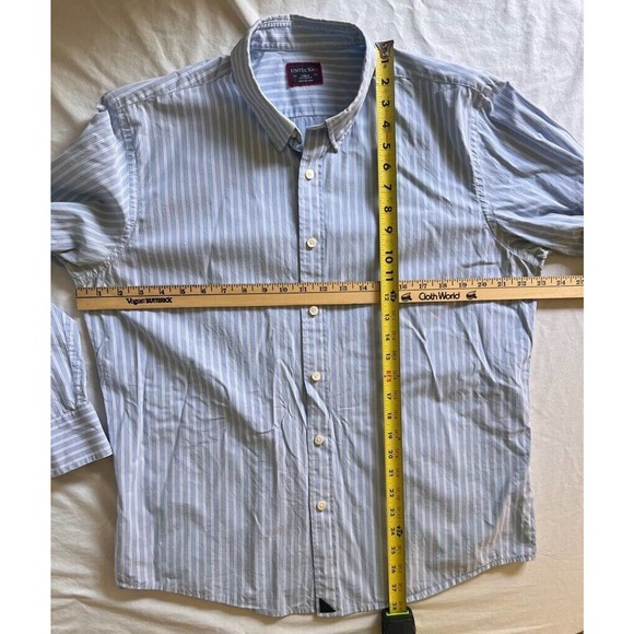 UNTUCKit Mens Button Up Dress Shirt Blue White Stripe 100% Cotton Collar‎ L - Picture 4 of 9